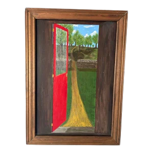 Vintage ‘The Red Door’ O/M Signed W. Schneider, Framed.