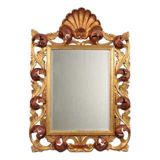 Italian Baroque Style Mirror in Carved Wood For Sale