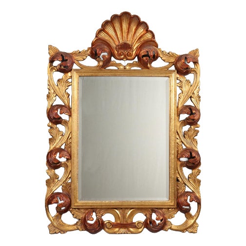 Italian Baroque Style Mirror in Carved Wood For Sale