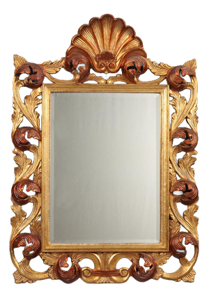 Italian Baroque Style Mirror in Carved Wood