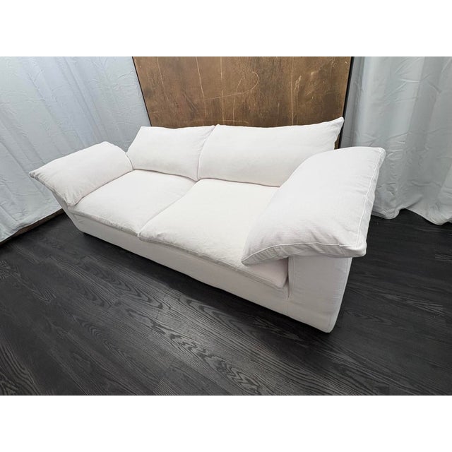 Wood Rh Cloud 9' Luxe Sofa — 2-Cushion | Perennials Performance Textured Linen Weave | White For Sale - Image 7 of 18