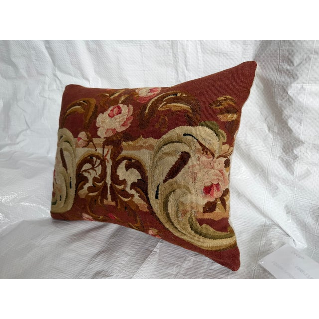 French 1850s French Aubusson Floral Tapestry Pillow For Sale - Image 3 of 7