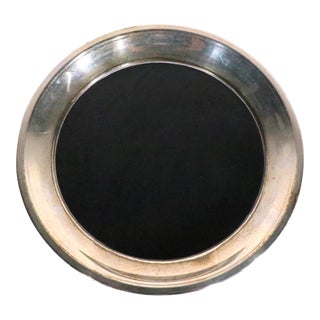 Hollywood Regency Art Deco Style Silver Plate and Black Formica Serving Tray by International Silver Co. For Sale