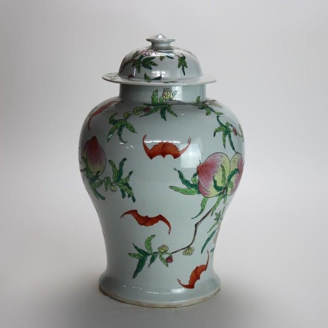 Ceramic Chinese Republic Period Porcelain Covered Longevity Ginger Jar With Fruit, Early 20th Century For Sale - Image 7 of 7