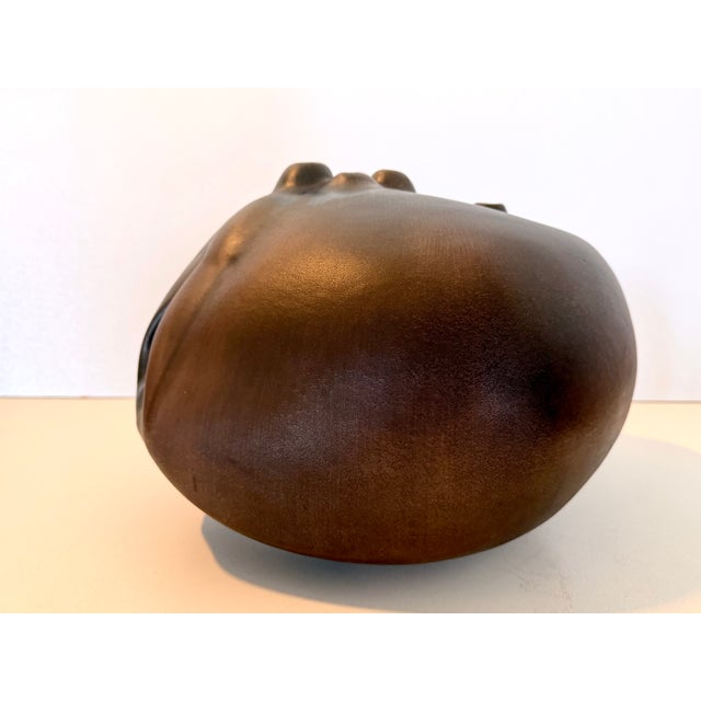 Brown Lacquered Ceramic Tulip Vase / Centerpiece attributed to Giacomo Onestini, 1970s For Sale - Image 10 of 15