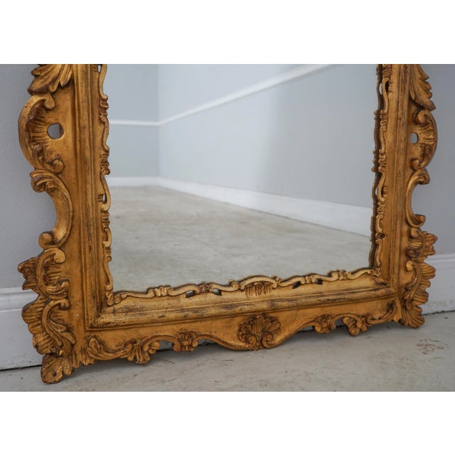 1960s Ornate Wood Carved Frame Gold Rococo Mirror For Sale - Image 5 of 11