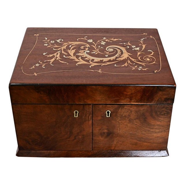 English 19th Century Rosewood & Inlay Jewelry Box For Sale - Image 4 of 12