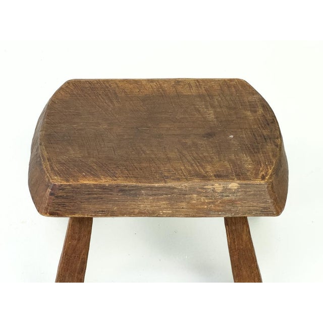 Wood Small Brutalist Stool, 1960s For Sale - Image 7 of 10