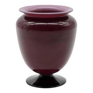Steuben Amethyst Glass Vase on Pedestal Foot, C. 1920–1930 For Sale