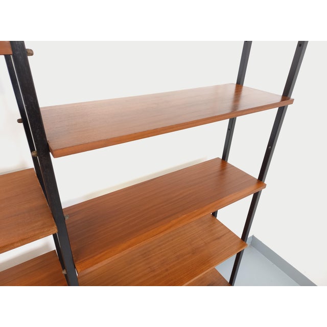 Vintage Italian Triple Modular Bookcase in Teak and Metal, 1960s For Sale - Image 12 of 18