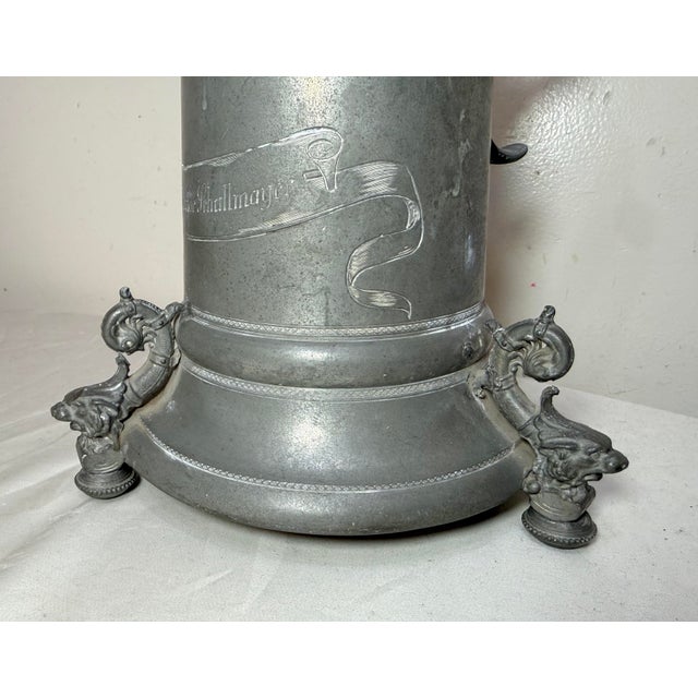 19th Century Large Antique Ornate German Cycling Trophy Award Pewter Lidded Stein Tankard For Sale - Image 14 of 18