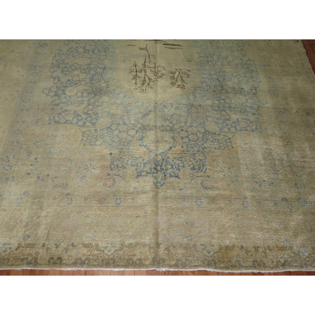 Beige Early 20th Century Zabihi Collection Blue Persian Room Size Pictorial Rug - 8'3" x 9'10" For Sale - Image 8 of 9