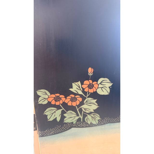 Vintage Asian Chinoiserie 4-Panel Gold Leaf Room Divider Screen With Cranes For Sale - Image 12 of 13