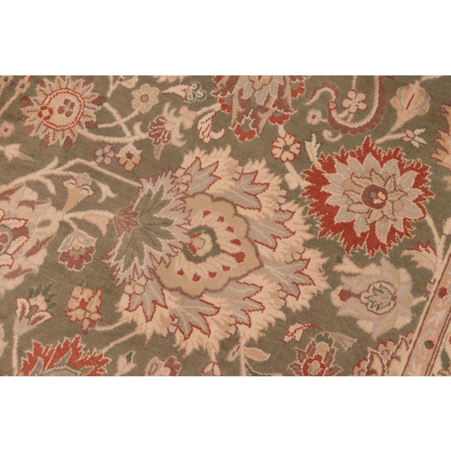 Floral 1990's Pak-Persian Green/Beige Wool Rug - 5'10'' X 9'0'' For Sale - Image 4 of 9