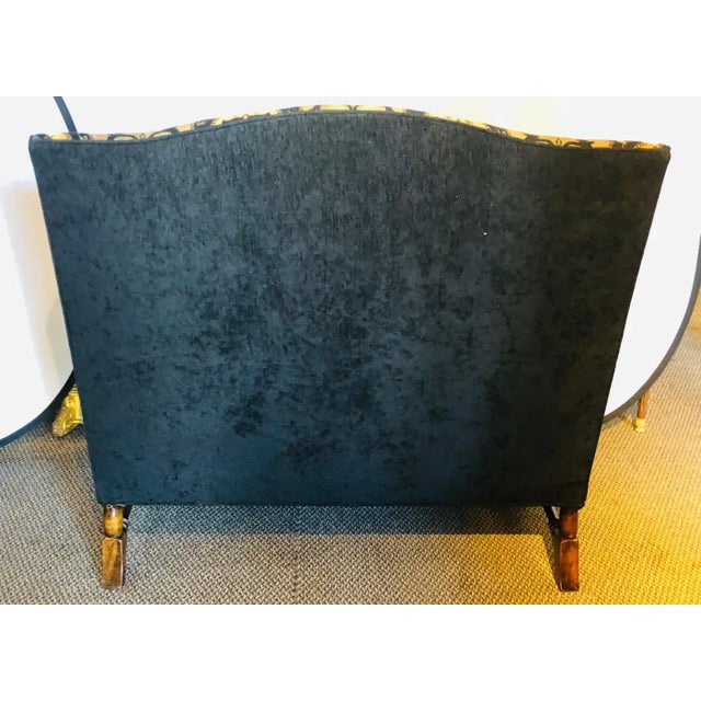 Italian Rococo Revival Style Settee or Sofa, Black and Beige Upholstery, a Pair For Sale - Image 11 of 12