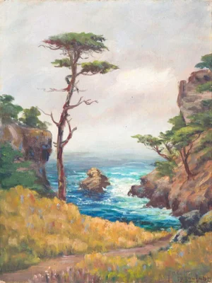 'Carmel Coast' by Francis Harvey Cutting, 1932-1948; California Plein Air Impressionist Oil, Oakland Museum