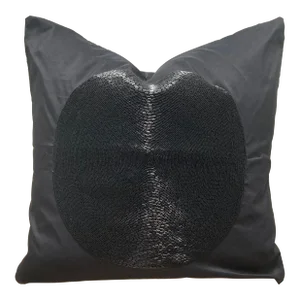 Contemporary Hollywood Regency Black on Black Beaded Pillow Cover