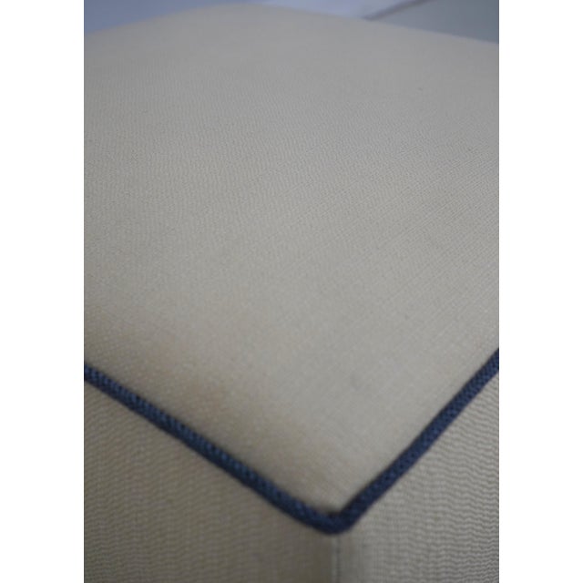 Textile Pair Ethan Allen Modern Design Upholstered Ottomans For Sale - Image 7 of 13