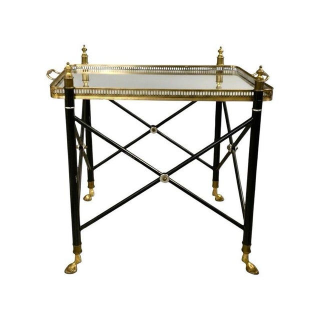 1960s Maison Jansen Style Neoclassical Hollywood Regency Glass Top Tray Table For Sale - Image 5 of 5