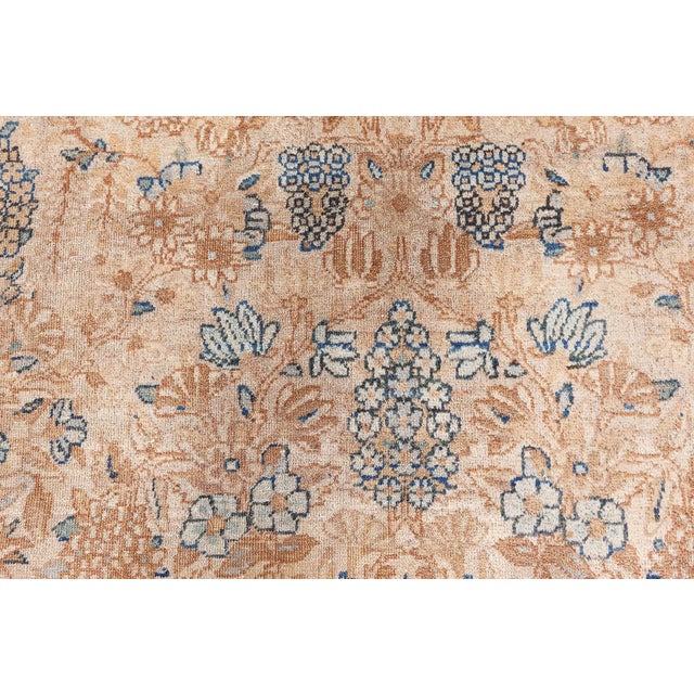 Textile Fine Antique Persian Kirman Beige, Blue, Green Handmade Wool Rug For Sale - Image 7 of 9