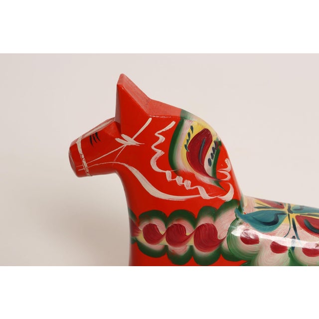 Orange Mid-Century Scandinavian Modern Hand-Painted Dala Horse From Färnäs Sweden For Sale - Image 8 of 13