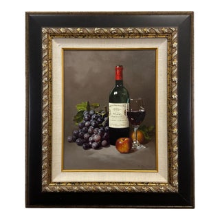 Original Oil on Canvas Still Life, "Red Wine", Signed Gonzales, 2007 For Sale