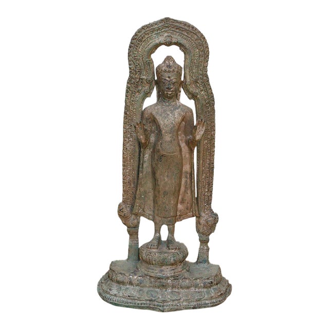 Exceptional Bronze Standing Buddha Shrine For Sale