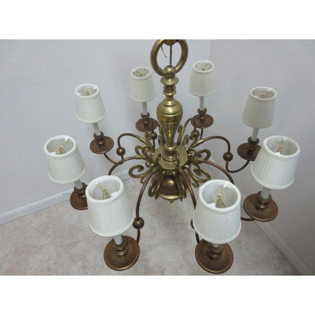 Metal Vintage Brass Quality Williamsburg Federal Hanging Chandelier For Sale - Image 7 of 11