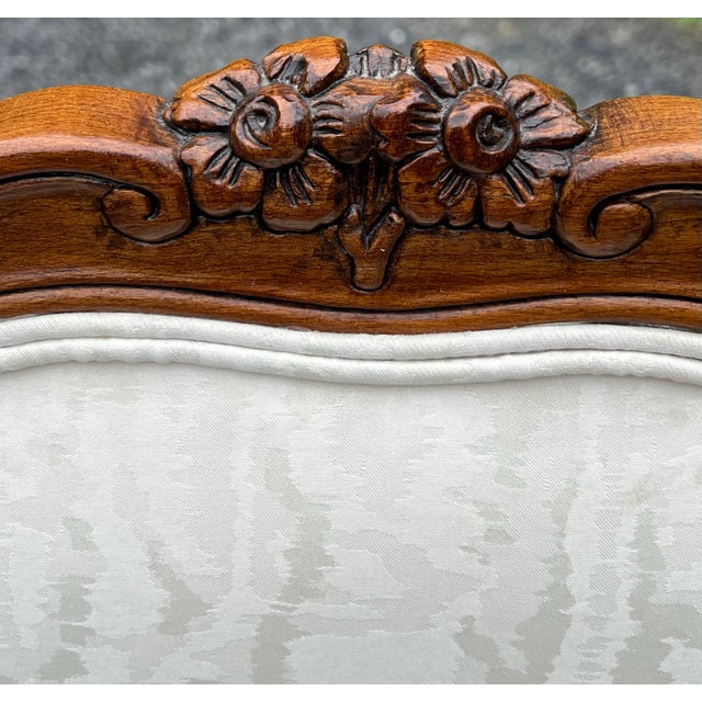 1990s Louis XV Style Carved Walnut Fauteuil Chair For Sale - Image 5 of 10