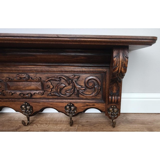 Vintage French Coat Rack in Oak For Sale - Image 6 of 10