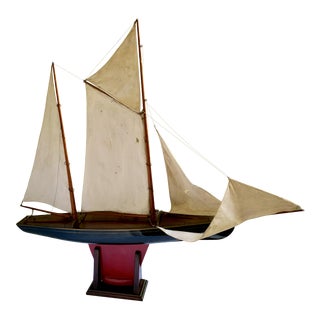 Vintage Mid 20th Century Schooner Large Model Sailboat For Sale