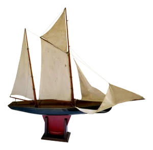 Vintage Mid 20th Century Schooner Large Model Sailboat