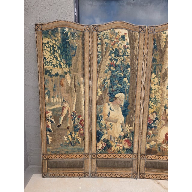 18th Century French Tapestry Screen With Figures Picking Fruit For Sale - Image 10 of 13