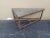 Vintage industrial twisted wrought iron and green granite triangular table. Very Heavy