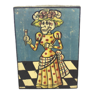 Vintage Mexican Day of the Dead Folk Art Painting