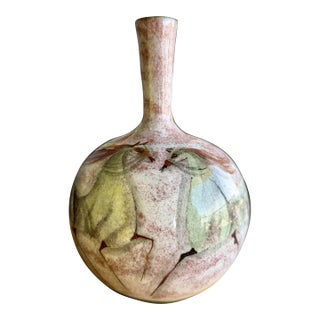 Authentic Signed Polia Pillin Mid-Century Modern Studio Art Pottery Horse Bottle Vase For Sale