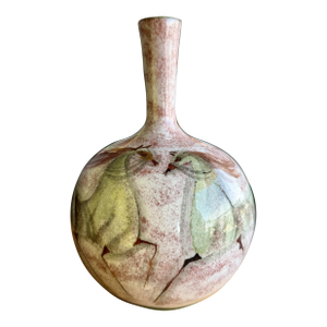 Authentic Signed Polia Pillin Mid-Century Modern Studio Art Pottery Horse Bottle Vase