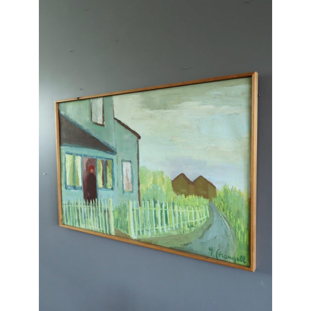 Mid 20th Century Mid-Century Modern 'Waiting at the Door' Swedish Expressive Street Scene Landscape Oil Painting, Framed For Sale - Image 5 of 11