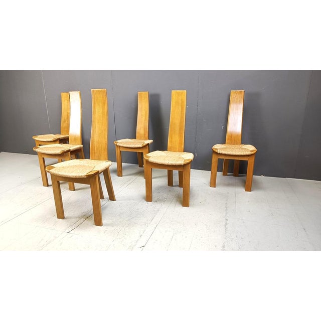 1960s Mid-Century High Back Wicker Dining Chairs, 1960s, Set of 6 For Sale - Image 5 of 11