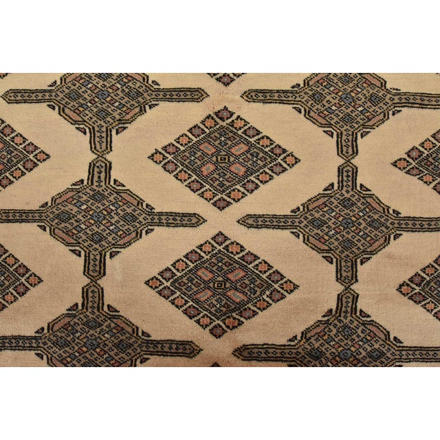 Beige Bokhara Jaldar Rug 5’7” X 7’8” Beige Wool Tribal Hand-Knotted Oriental Carpet For Sale - Image 8 of 12