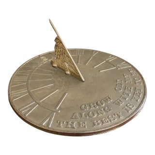 Vintage English Country Iron Garden Sundial "Grow Old Along With Me" For Sale