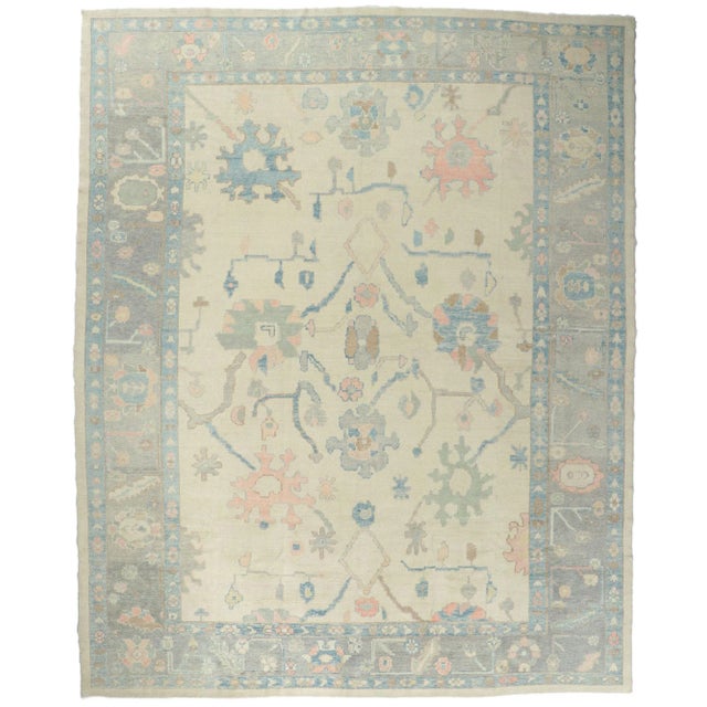 Modern Style Turkish Oushak Rug, 12'00 X 14'11 For Sale - Image 9 of 9