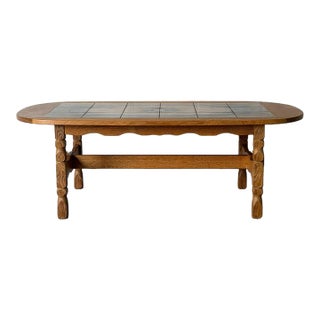 Oak Tile Top Oval Coffee Table Danish Mid-Century Modern 1970s For Sale