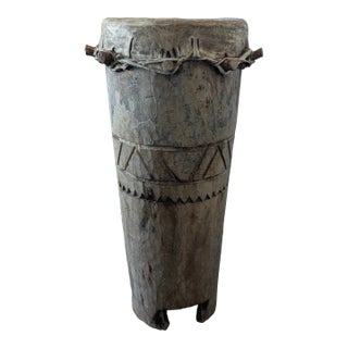African Tribal Carved Drum 20th Century For Sale