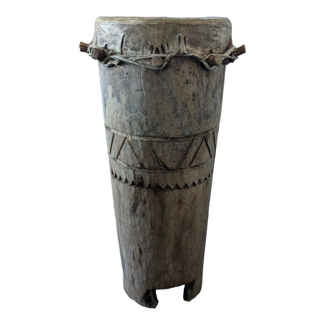 African Tribal Carved Drum 20th Century For Sale