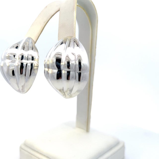 1990s Pair of Tiffany & Co Estate XL Puffed Clip-on Earrings Sterling Silver For Sale - Image 9 of 18