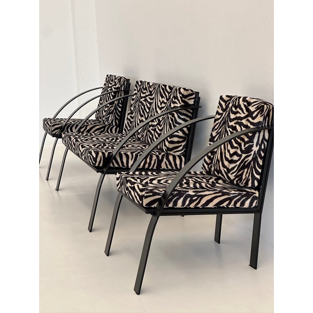 Sofa and Animalier Armchairs with Metal Frames, 1980s, Set of 3 For Sale - Image 9 of 18