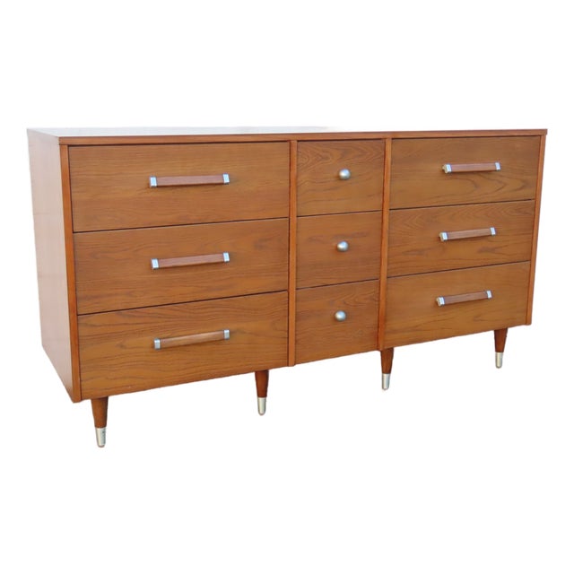 Mid Century Modern Royal Palm Solid Oak Long Low Dresser 5882 For Sale