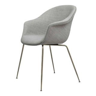 GamFratesi 'Bat' Dining Chair in Grey With Antique Brass Conic Base For Sale