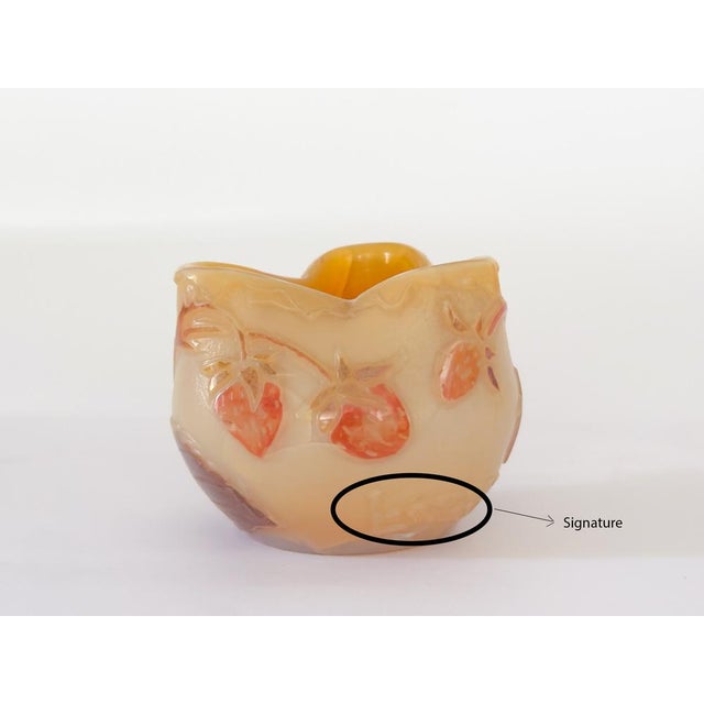 Small Art Nouveau Glass Vase with Strawberries from Legras, 1900s For Sale - Image 6 of 9